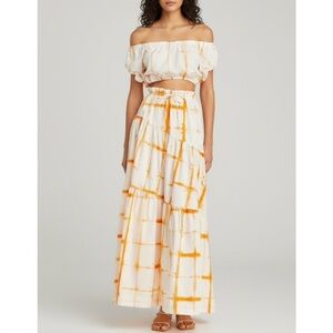 SWF Revolve Anthropologie Sunscape Tie Dye Tiered Maxi Skirt size medium NWT